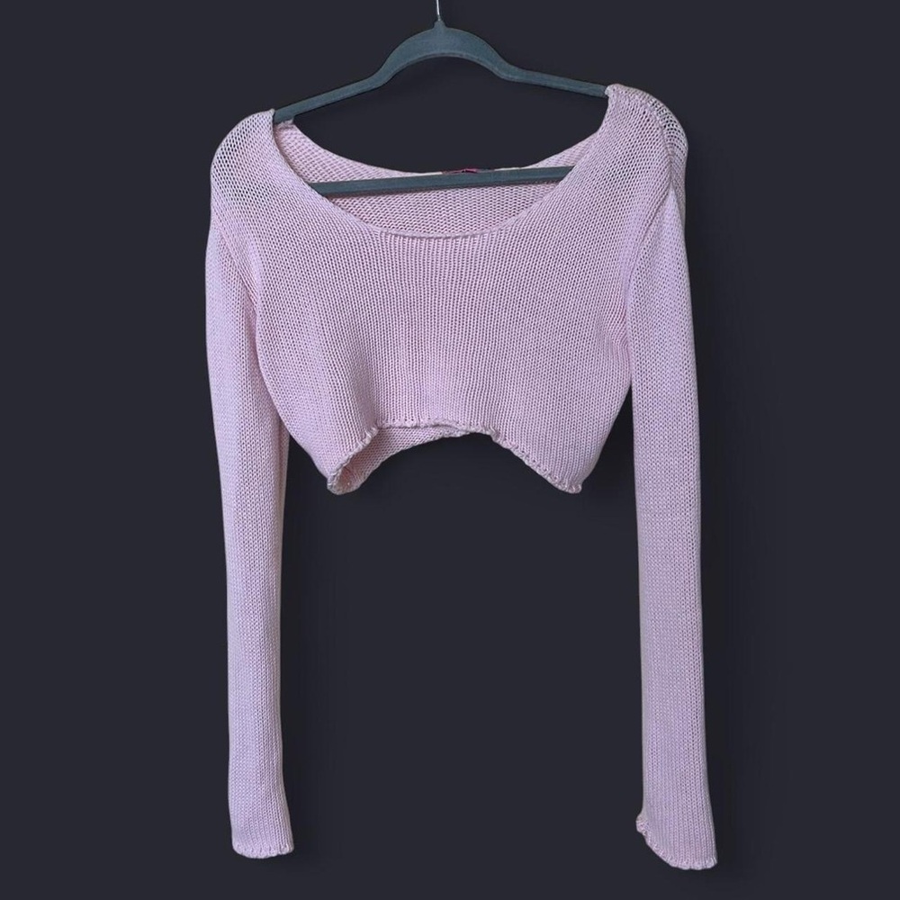 EDIKTED Pink Cropped knit sweater